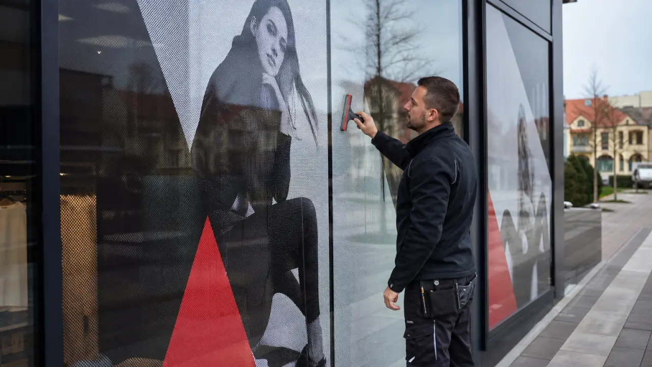 Polep výkladu perforovanou fóliou: kedy sa oplatí one-way vision?